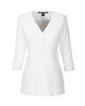 Devon & Jones Women's Perfect Fit Y-Placket Convertible Sleeve Knit Top