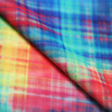 Diagonal Plaid Poly Spandex Fabric - Rainbow Plaid, 58/60" Width (1 Yard)