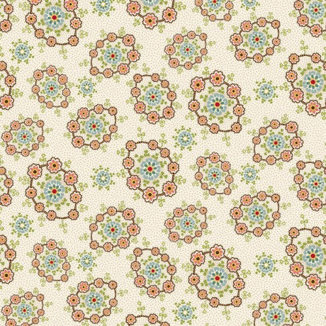 Cotton Quilt Back Fabric Candlelight & Romance Floral Wreaths Cream 116/118" Wide