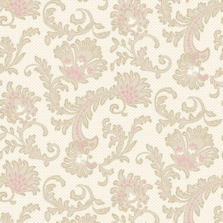 Cotton Wideback Fabric Candlelight Romance Stylized Floral Sprays Cream 116/118"
