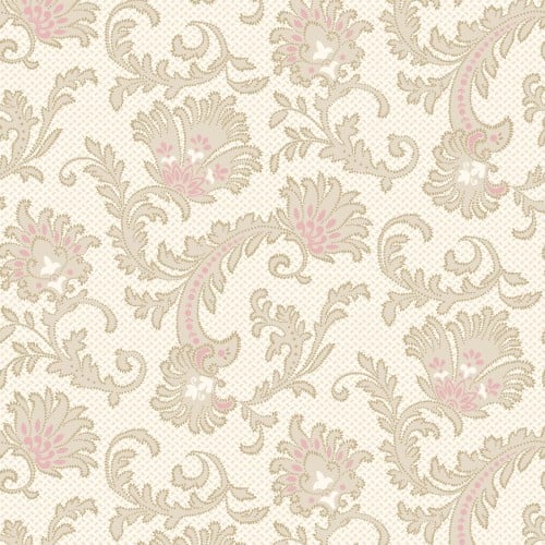 Cotton Wideback Fabric Candlelight Romance Stylized Floral Sprays Cream 116/118"