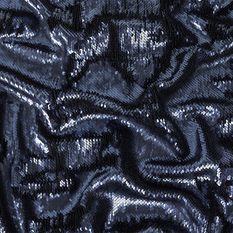 Stretch Rayon Jersey with Two-Tone Paillette Sequins - Slipstream on Navy - Nyla Collection