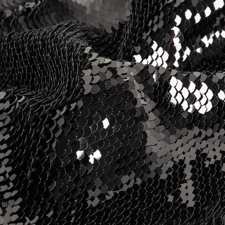 Stretch Rayon Jersey with Two-Tone Paillette Sequins - Iced Pewter and Nebulosity on Black - Nyla Collection
