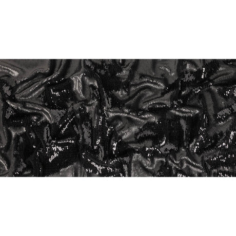 Stretch Rayon Jersey with Two-Tone Paillette Sequins - Iced Pewter and Nebulosity on Black - Nyla Collection