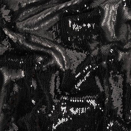 Stretch Rayon Jersey with Two-Tone Paillette Sequins - Iced Pewter and Nebulosity on Black - Nyla Collection