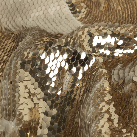 Stretch Rayon Jersey with Two-Tone Paillette Sequins - Spumante and Ivory on Tofu - Nyla Collection