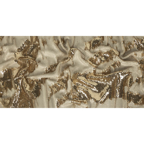 Stretch Rayon Jersey with Two-Tone Paillette Sequins - Spumante and Ivory on Tofu - Nyla Collection