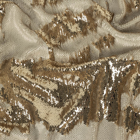 Stretch Rayon Jersey with Two-Tone Paillette Sequins - Spumante and Ivory on Tofu - Nyla Collection