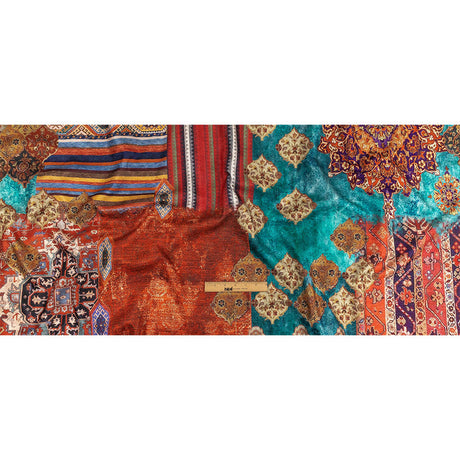 Pink, Orange and Teal Geometric Printed Polyester Chenille