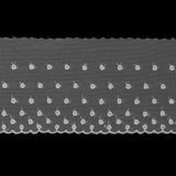 White Embroidered Dots on Mesh Trim - 3"