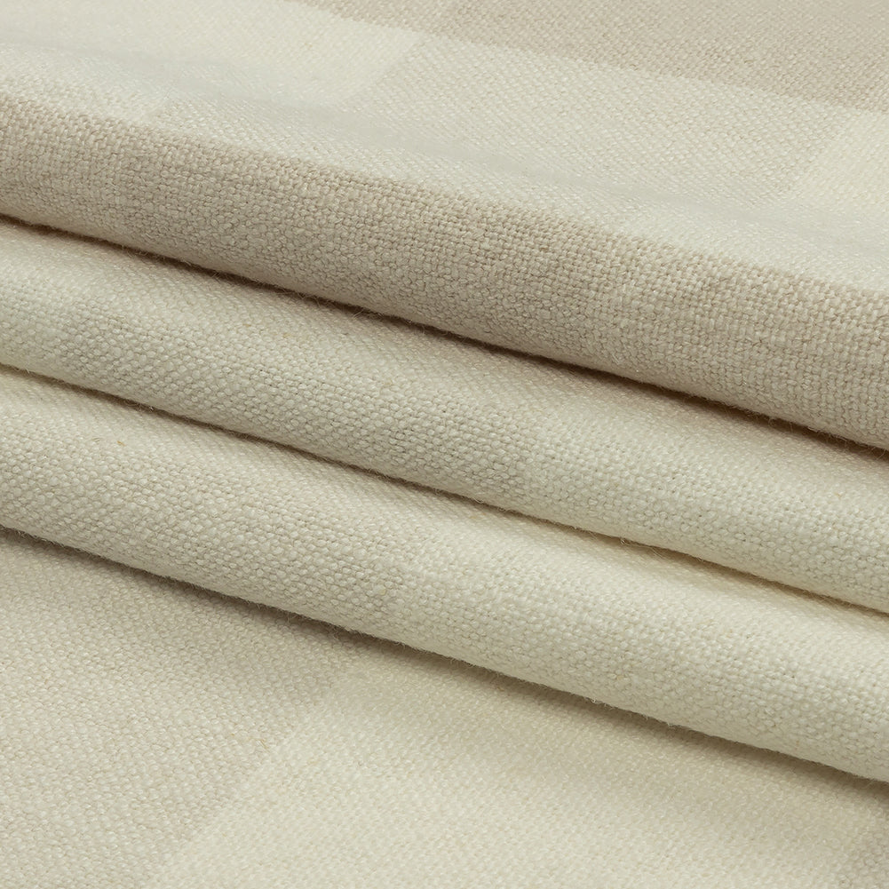 Beige and Cream Buffalo Check Linen and Cotton Woven