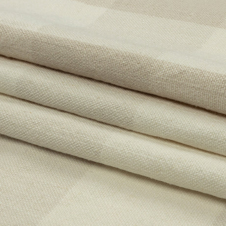 Beige and Cream Buffalo Check Linen and Cotton Woven