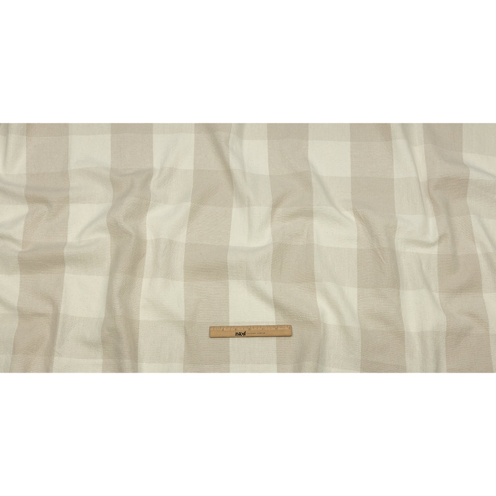 Beige and Cream Buffalo Check Linen and Cotton Woven