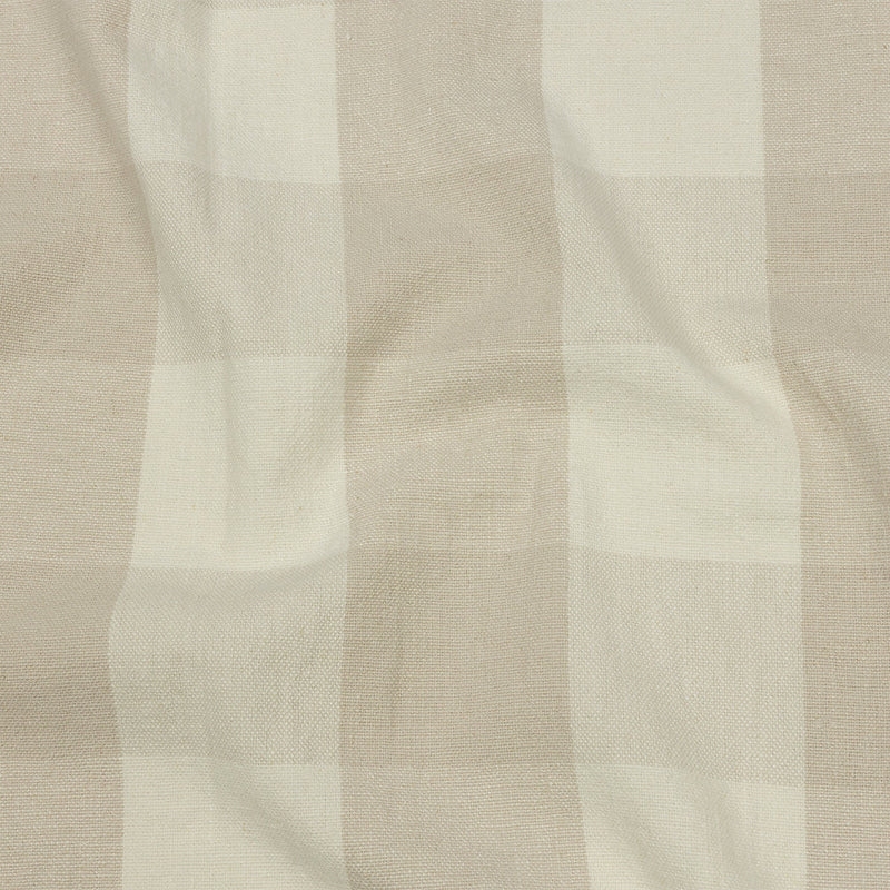 Beige and Cream Buffalo Check Linen and Cotton Woven