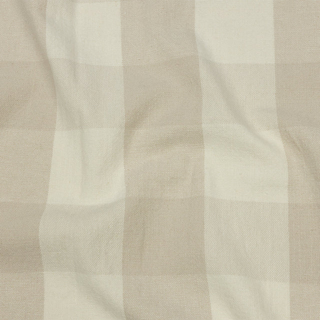 Beige and Cream Buffalo Check Linen and Cotton Woven