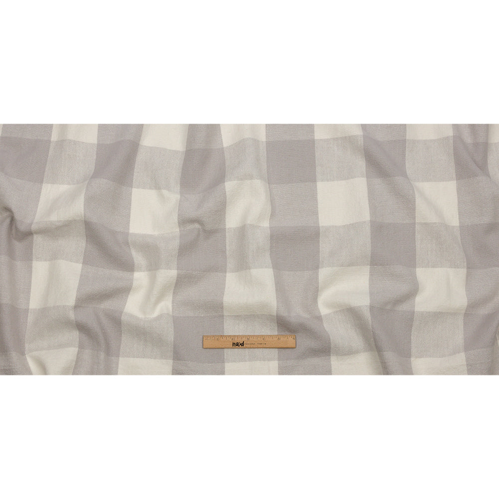Fog and Cream Buffalo Check Linen and Cotton Woven