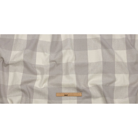 Fog and Cream Buffalo Check Linen and Cotton Woven
