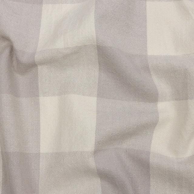 Fog and Cream Buffalo Check Linen and Cotton Woven