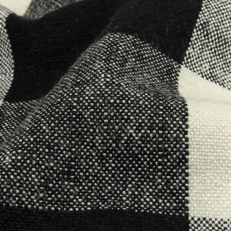 Black and Jet Stream Buffalo Check Linen and Cotton Woven