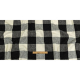 Black and Jet Stream Buffalo Check Linen and Cotton Woven