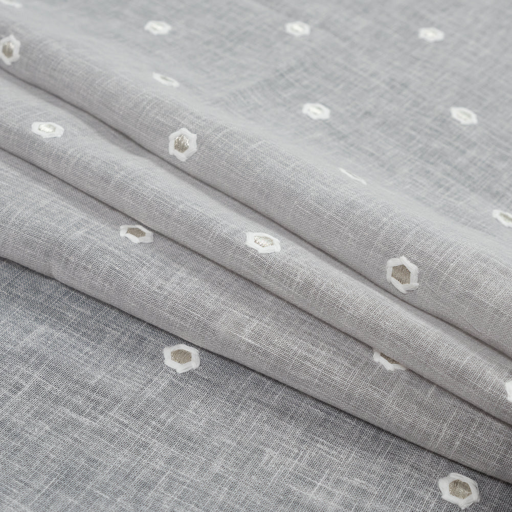 Fog Sheer Embroidered Cotton and Polyester Voile