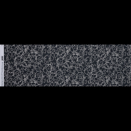 Cotton Poplin - Charcoal Linework Faces - Un dia en Andorra Print - Mood Exclusive Felipe Collection