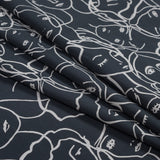 Cotton Poplin - Charcoal Linework Faces - Un dia en Andorra Print - Mood Exclusive Felipe Collection