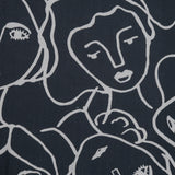 Cotton Poplin - Charcoal Linework Faces - Un dia en Andorra Print - Mood Exclusive Felipe Collection