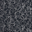 Cotton Poplin - Charcoal Linework Faces - Un dia en Andorra Print - Mood Exclusive Felipe Collection