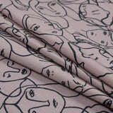 Cotton Poplin - Beige Linework Faces - Un dia en Andorra Print - Mood Exclusive Felipe Collection