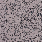 Cotton Poplin - Beige Linework Faces - Un dia en Andorra Print - Mood Exclusive Felipe Collection