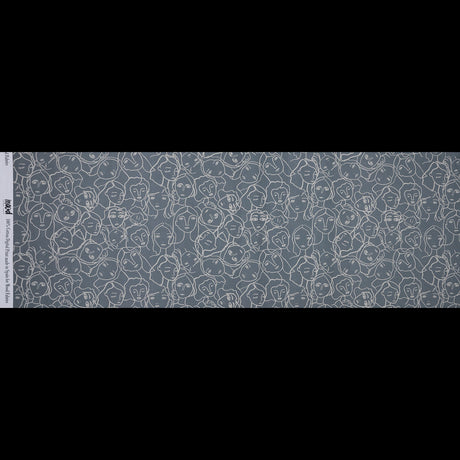 Cotton Poplin - Steel Gray Linework Faces - Un dia en Andorra Print - Mood Exclusive Felipe Collection