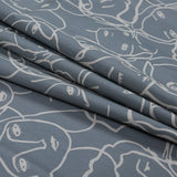 Cotton Poplin - Steel Gray Linework Faces - Un dia en Andorra Print - Mood Exclusive Felipe Collection
