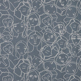 Cotton Poplin - Steel Gray Linework Faces - Un dia en Andorra Print - Mood Exclusive Felipe Collection
