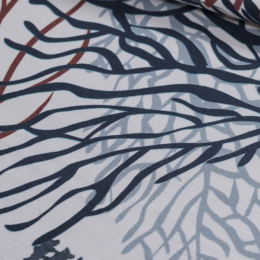 European Parisian Night and Mahogany Coral Reef Cotton Poplin