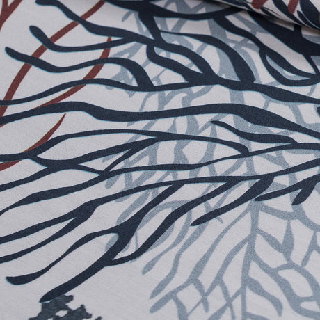 European Parisian Night and Mahogany Coral Reef Cotton Poplin