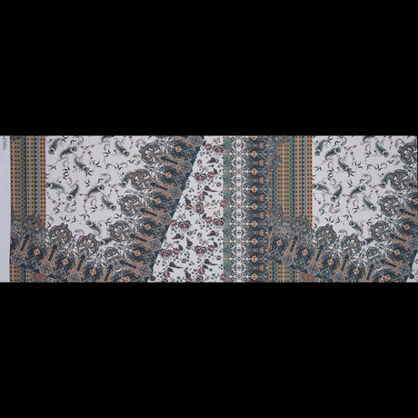European Orange and Steel Paisley Patchwork Cotton Poplin