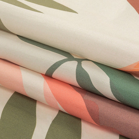 European Ivory, Shell Coral and Burnt Coral Flamingo Printed Cotton Poplin