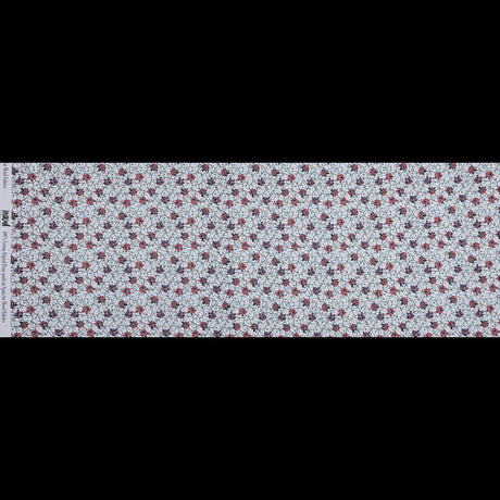 European Red and Angel Blue Floral and Feathered Cotton Poplin