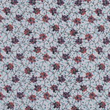 European Red and Angel Blue Floral and Feathered Cotton Poplin