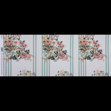 Cotton Poplin - White and Mint Floral on Stripes - La Floristeria Print - Mood Exclusive Felipe Collection