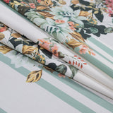Cotton Poplin - White and Mint Floral on Stripes - La Floristeria Print - Mood Exclusive Felipe Collection