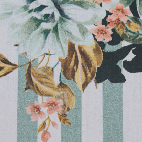 Cotton Poplin - White and Mint Floral on Stripes - La Floristeria Print - Mood Exclusive Felipe Collection