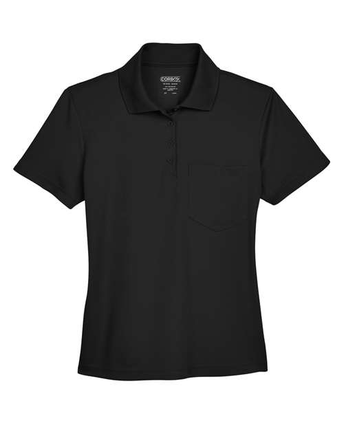 CORE365 Womens Origin Pocket Performance Pique Polo sporty athletic shirt with chest pocket