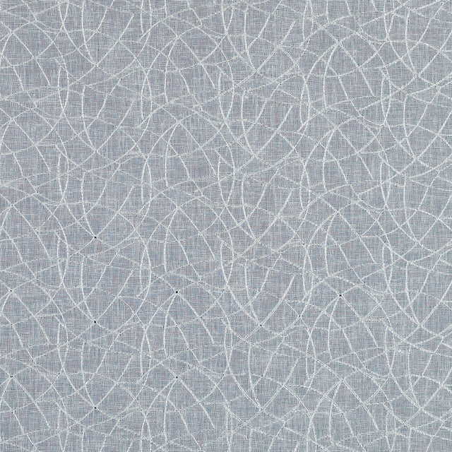 White and Metallic Silver Embroidered Drapery Sheer
