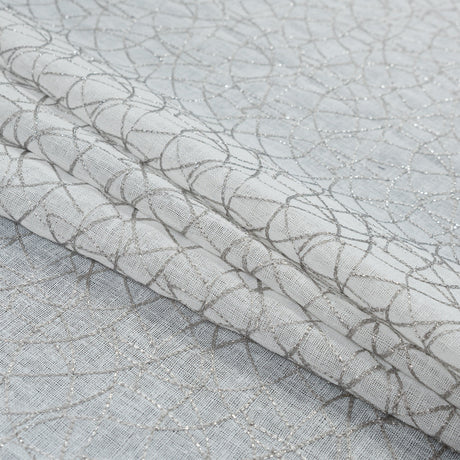 Gray and Metallic Silver Embroidered Drapery Sheer