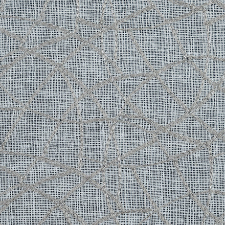 Gray and Metallic Silver Embroidered Drapery Sheer