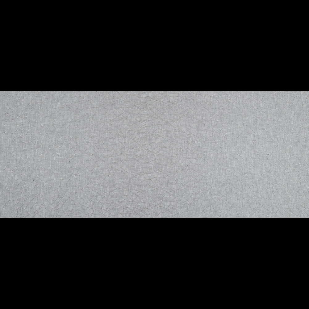 Gray and Metallic Silver Embroidered Drapery Sheer