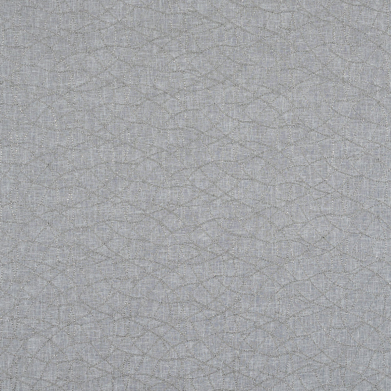 Gray and Metallic Silver Embroidered Drapery Sheer