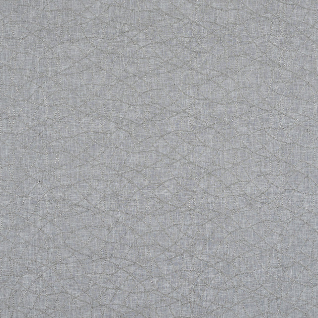 Gray and Metallic Silver Embroidered Drapery Sheer